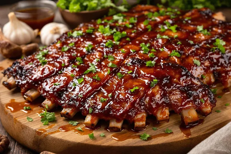 Tecette travers de porc fondant au four sauce barbecue