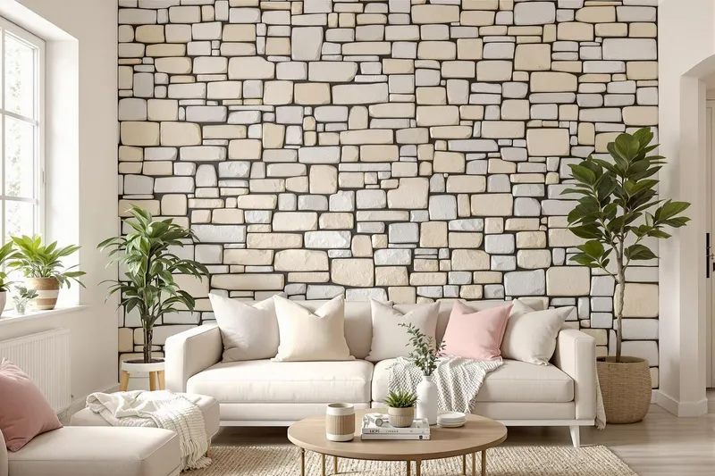 Salon quelle couleur associer avec un mur en pierre