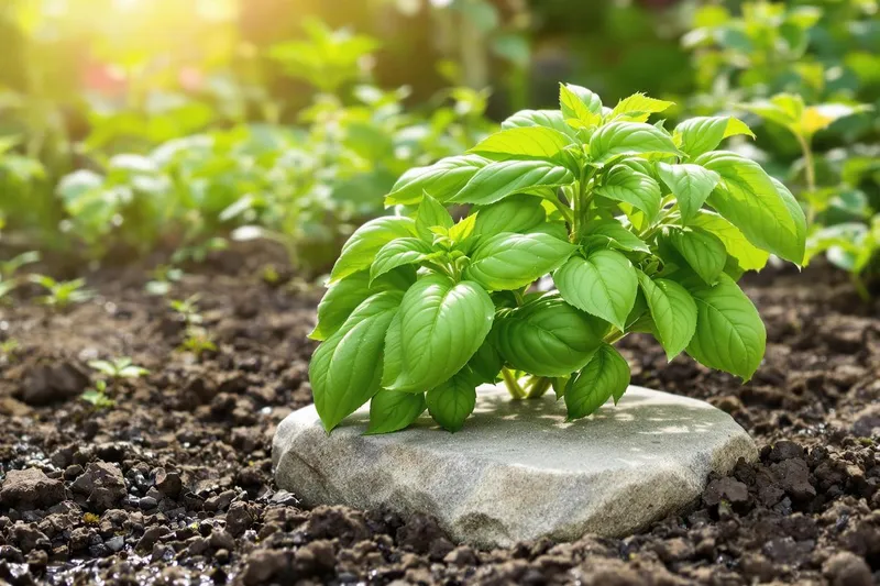 Une astuce méconnue : pourquoi poser une pierre au pied de votre basilic est ultra efficace